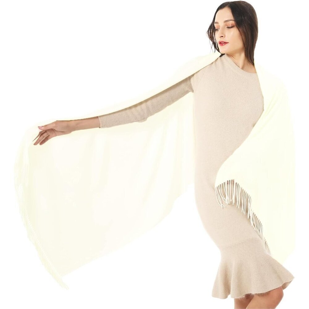 🆕 Women White Evening Dress Wedding Pashmina Shawls Winter Warm Silky Scarves